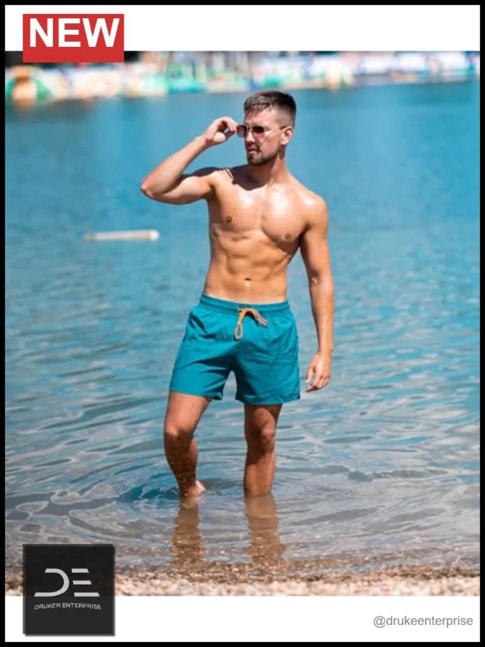 Quick Dry Swim Trunks with Compression Liner and Zipper Pockets